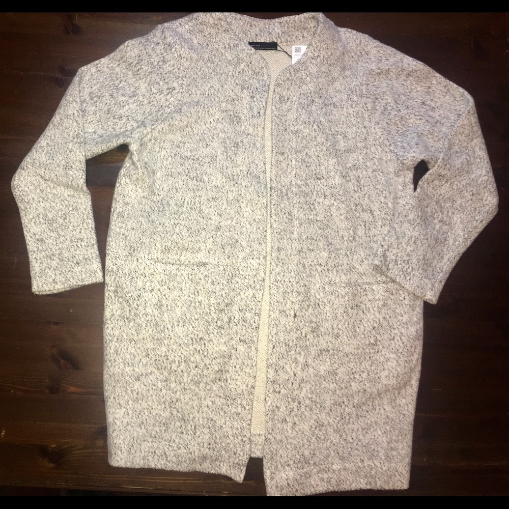 Zara W & B Grey Long Cardigan Coat